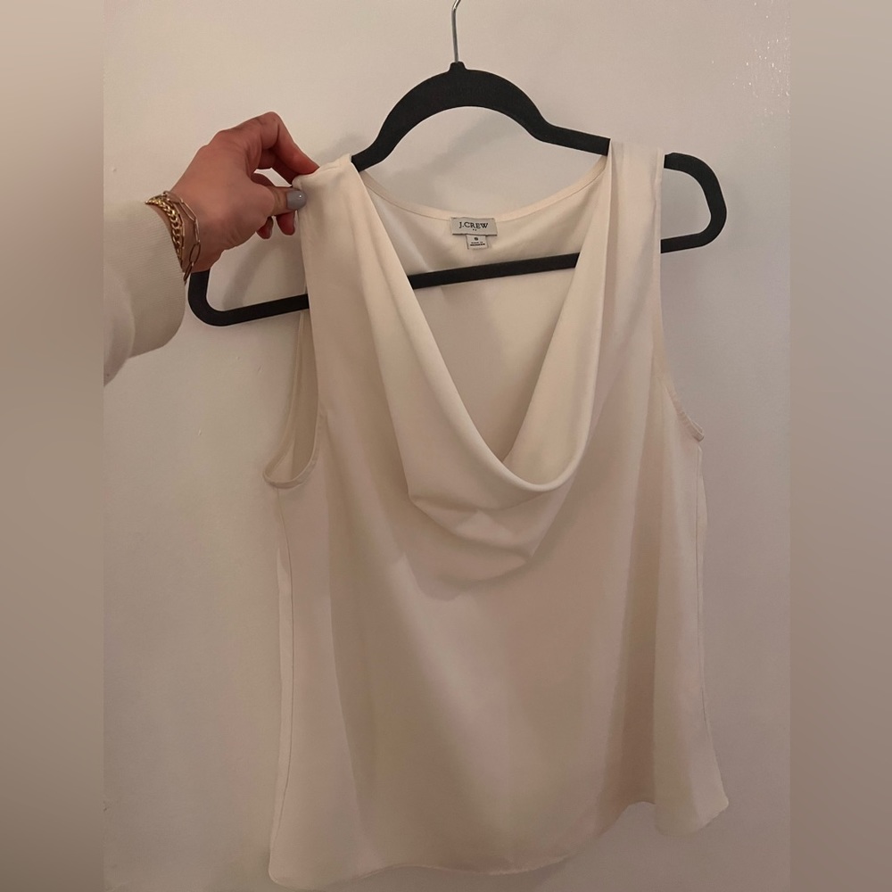 J. Crew White Cowl Neck Sleeveless Top
